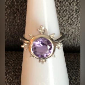 Women’s Light Purple Amethyst Ring Rhodium Plated Retail $152